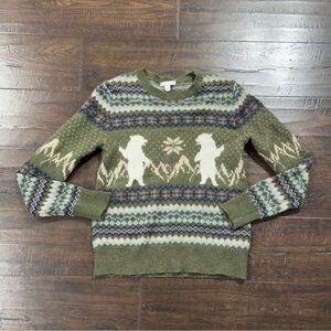 Crewcuts Bear Fair Isle Lambswool Blend Sweater Size Large (10-12) Girls